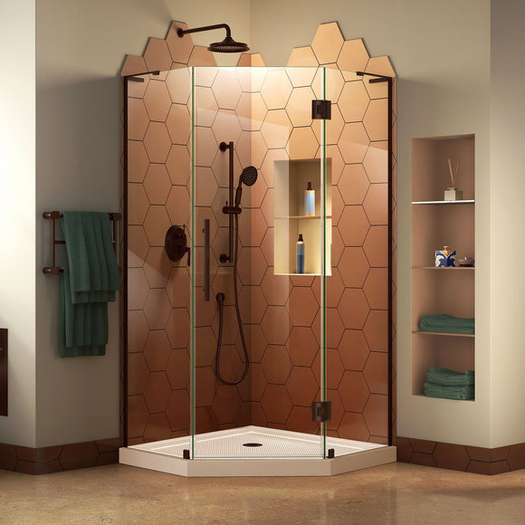 DreamLine DL-6060-22-06 Prism Plus 36" x 74 3/4" Frameless Neo-Angle Shower Enclosure in Oil Rubbed Bronze with Biscuit Base