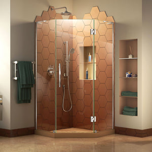 DreamLine SHEN-2634340-01 Prism Plus 34" x 72" Frameless Neo-Angle Hinged Shower Enclosure in Chrome