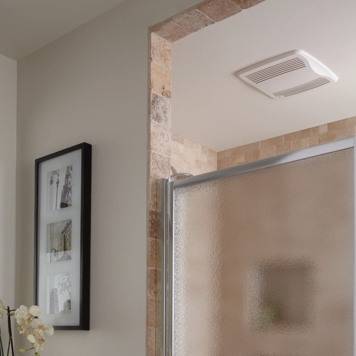Broan QTXE110S 110 CFM Humidity Sensing Exhaust Vent Fan with White Grille, ENERGY STAR