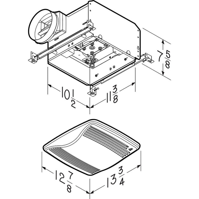 Broan QTXE110S 110 CFM Humidity Sensing Exhaust Vent Fan with White Grille, ENERGY STAR