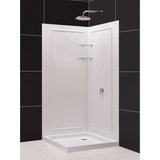 DreamLine DL-6150-04 Cornerview 36 in. D x 36 in. W x 76 3/4 in. H Framed Sliding Shower Enclosure in Brushed Nickel with White Base and Walls Kit
