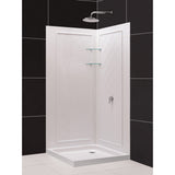 DreamLine DL-6716-04CL Flex 32"D x 32"W x 76 3/4"H Semi-Frameless Shower Enclosure in Brushed Nickel with White Base and Backwalls