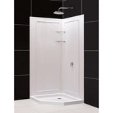 DreamLine DL-6047C-01 42" x 42" x 76 3/4"H Neo-Angle Shower Base and QWALL-4 Acrylic Corner Backwall Kit in White