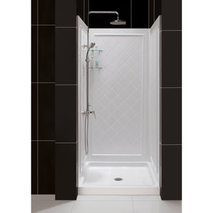 DreamLine DL-6195C-01 32"D x 32"W x 76 3/4"H Center Drain Acrylic Shower Base and QWALL-5 Backwall Kit in White