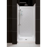 DreamLine DL-6217C-04CL Flex 32"D x 32"W x 76 3/4"H Semi-Frameless Shower Door in Brushed Nickel with White Base and Backwalls