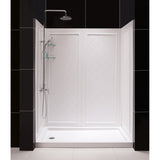 DreamLine DL-6115R-01CL Visions 36"D x 60"W x 76 3/4"H Sliding Shower Door in Chrome with Right Drain White Base, Backwalls