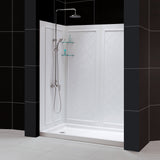 Dreamline DL-6119-CLR-09 Infinity-Z 36" D x 60" W x 76 3/4" H Clear Sliding Shower Door in Satin Black, Right Drain Base and Backwalls