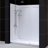 DreamLine DL-6189C-01 30"D x 60"W x 76 3/4"H Center Drain Acrylic Shower Base and QWALL-5 Backwall Kit In White - Bath4All