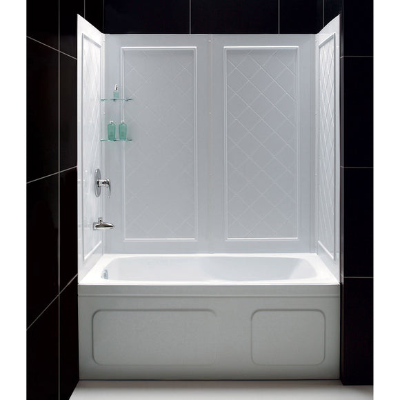 DreamLine SHBW-1360603-01 QWALL-Tub 56-60"W x 28-32"D x 60"H Acrylic Backwall Kit In White - Bath4All