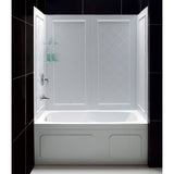 DreamLine DL-6992-01CL Infinity-Z 56-60"W x 60"H Clear Sliding Tub Door in Chrome with White Acrylic Backwall Kit