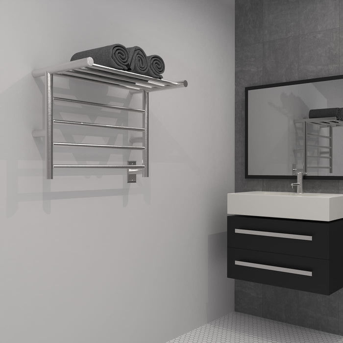 Amba RSH-B Radiant Shelf Hardwired + Plug-in Combo 8 Bar Towel Warmer in Brushed