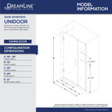 DreamLine SHDR-20387210S-04 Unidoor 38-39"W x 72"H Frameless Hinged Shower Door with Shelves in Brushed Nickel