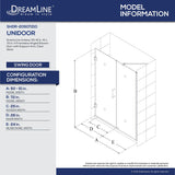 DreamLine SHDR-20507210-09 Unidoor 50-51"W x 72"H Frameless Hinged Shower Door with Support Arm in Satin Black