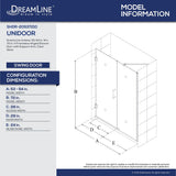 DreamLine SHDR-20537210-09 Unidoor 53-54"W x 72"H Frameless Hinged Shower Door with Support Arm in Satin Black