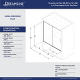 Dreamline SHDR22605800-01 Flex 56-60"W x 58"H Semi-Frameless Pivot Tub Door in Chrome