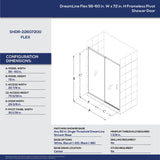 DreamLine D2226036XXR0004 Flex 36"D x 60"W x 78 3/4"H Pivot Shower Door, Base, and White Wall Kit in Brushed Nickel