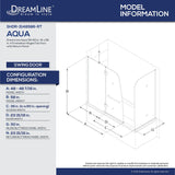 DreamLine SHDR-3148586-RT-04 Aqua 56-60"W x 30"D x 58"H Frameless Hinged Tub Door with 30"Return Panel in Brushed Nickel