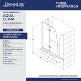DreamLine SHDR3448580EX09 Aqua Ultra 57-60"W x 58"H Frameless Hinged Tub Door with Extender Panel in Satin Black