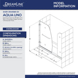 Dreamline SHDR3534586EX06 Aqua Uno 56-60"W x 58"H Frameless Hinged Tub Door with Extender Panel in Oil Rubbed Bronze
