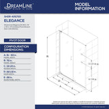 DreamLine SHDR-4151720-04 Elegance 51-53"W x 72"H Frameless Pivot Shower Door in Brushed Nickel