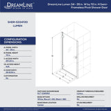 DreamLine SHDR-5334720-09 Lumen 34-35"W x 72"H Semi-Frameless Hinged Shower Door in Satin Black