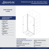 DreamLine SHDR-5340720-04 Lumen 40-41"W x 72"H Semi-Frameless Hinged Shower Door in Brushed Nickel
