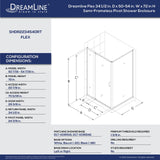 Dreamline SHDR2234540RT04 Flex 34 1/2"D x 50-54"W x 72"H Semi-Frameless Pivot Shower Enclosure in Brushed Nickel