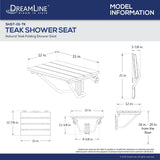 DreamLine SHST-01-TK Natural Teak Folding Shower Seat