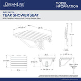 DreamLine SHST-02-TN Natural Teak ADA Compliant Folding Shower Seat