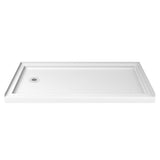 DreamLine D2096034XFL0004 Infinity-Z 34"D x 60"W x 78 3/4"H Sliding Shower Door, Base, and White Wall Kit in Brushed Nickel and Frosted Glass