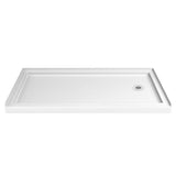 DreamLine DL-6950R-04CL Duet 30"D x 60"W x 74 3/4"H Semi-Frameless Bypass Shower Door in Brushed Nickel and Right Drain White Base