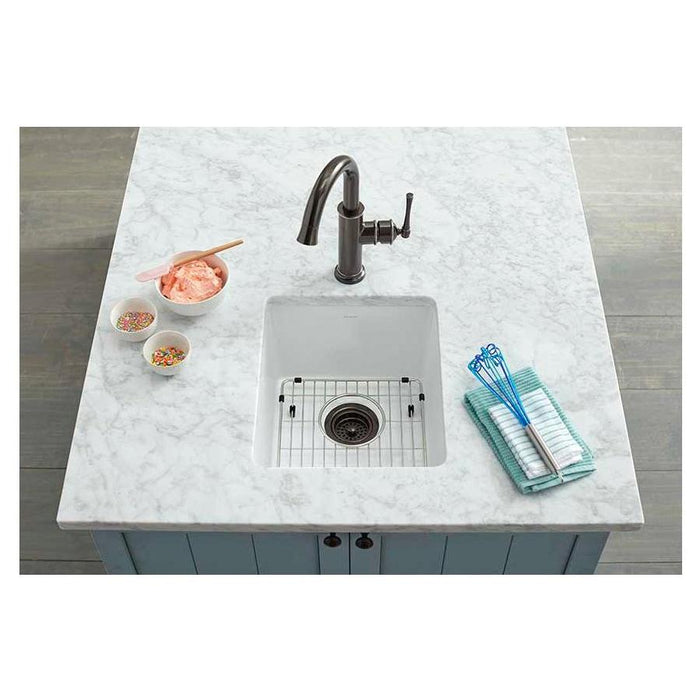 Elkay SWU1517WH Fireclay 16-3/8" x 18-7/8" x 10-1/8" Single Bowl Undermount Bar Sink White