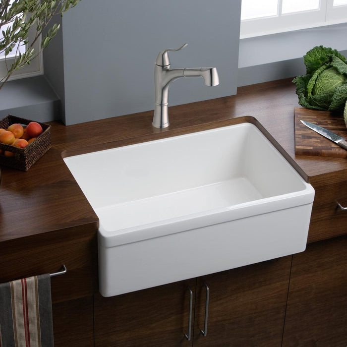 Elkay SWUF28179WH Fireclay 29-7/8" x 19-3/4" x 10-1/16", Single Bowl Farmhouse Kitchen Sink, White