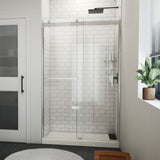 DreamLine SDVH48W760VXX04 Sapphire-V Bypass Shower Door in Brushed Nickel, Clear Glass