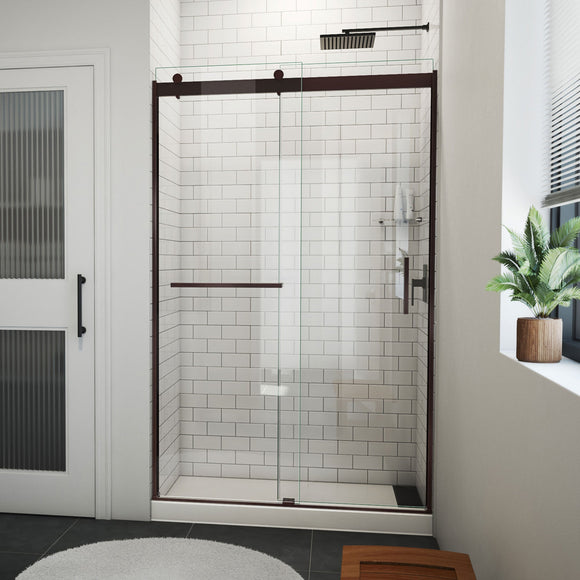 DreamLine SDVH48W760VXX06 Sapphire-V Bypass Shower Door in Oil Rubbed Bronze, Clear Glass