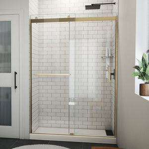 DreamLine SDVH54W760VXX05 Sapphire-V Bypass Shower Door in Brushed Gold, Clear Glass
