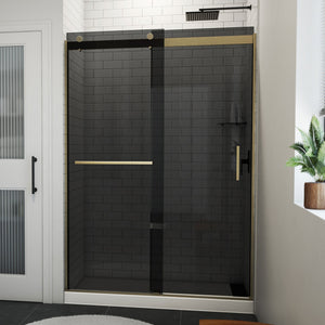 DreamLine SDVH54W760VXG05 Sapphire-V Bypass Shower Door in Brushed Gold, Gray Glass