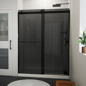 DreamLine SDVH60W760VXG09 Sapphire-V Bypass Shower Door in Satin Black, Gray Glass