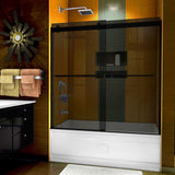 Dreamline SHDR-6360602G09 Sapphire 56-60"W x 60"H Semi-Frameless Bypass Tub Door in Satin Black and Gray Glass