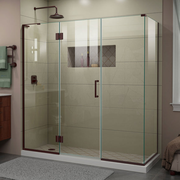 DreamLine E3242230L-06 Unidoor-X 70"W x 30 3/8"D x 72"H Frameless Hinged Shower Enclosure in Oil Rubbed Bronze