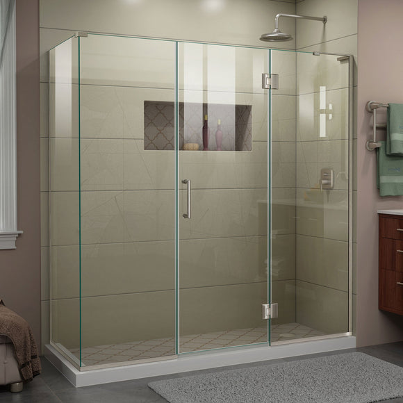DreamLine E32322534R-04 Unidoor-X 69 1/2"W x 34 3/8"D x 72"H Frameless Hinged Shower Enclosure in Brushed Nickel