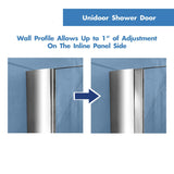 DreamLine SHDR-20567210S-01 Unidoor 56-57"W x 72"H Frameless Hinged Shower Door with Shelves in Chrome - Bath4All