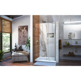 DreamLine SHDR-20427210-04 Unidoor 42-43"W x 72"H Frameless Hinged Shower Door with Support Arm in Brushed Nickel - Bath4All