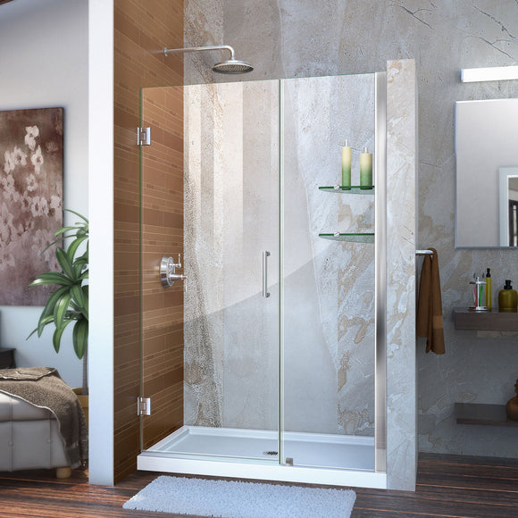 DreamLine SHDR-20457210S-01 Unidoor 45-46"W x 72"H Frameless Hinged Shower Door with Shelves in Chrome - Bath4All