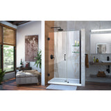 DreamLine SHDR-20457210S-09 Unidoor 45-46"W x 72"H Frameless Hinged Shower Door with Shelves in Satin Black