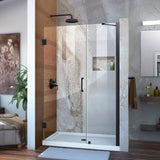 DreamLine SHDR-20437210-09 Unidoor 43-44"W x 72"H Frameless Hinged Shower Door with Support Arm in Satin Black
