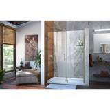 DreamLine SHDR-20547210S-04 Unidoor 54-55"W x 72"H Frameless Hinged Shower Door with Shelves in Brushed Nickel - Bath4All