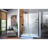 DreamLine SHDR-20597210S-09 Unidoor 59-60"W x 72"H Frameless Hinged Shower Door with Shelves in Satin Black