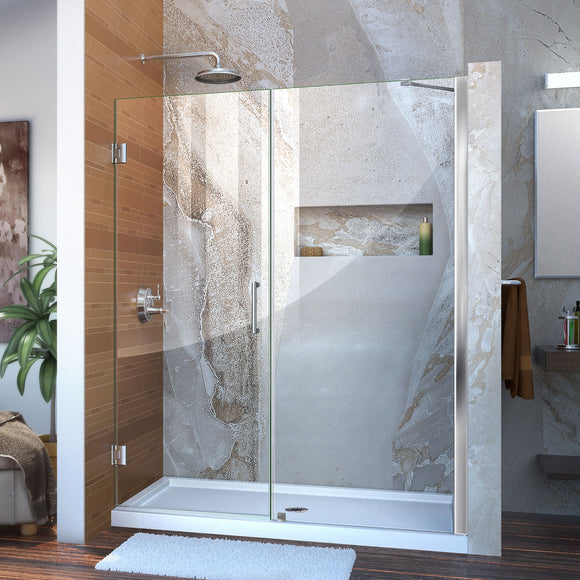 DreamLine SHDR-20577210-01 Unidoor 57-58"W x 72"H Frameless Hinged Shower Door with Support Arm in Chrome - Bath4All