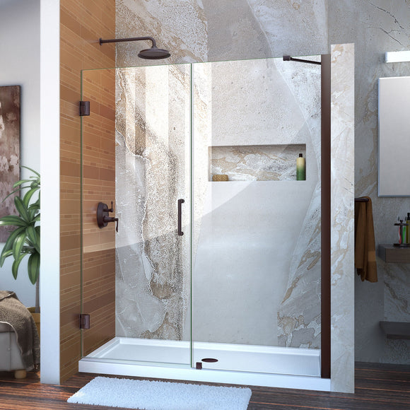 DreamLine SHDR-20547210C-06 Unidoor 54-55"W x 72"H Frameless Hinged Shower Door with Support Arm in Oil Rubbed Bronze